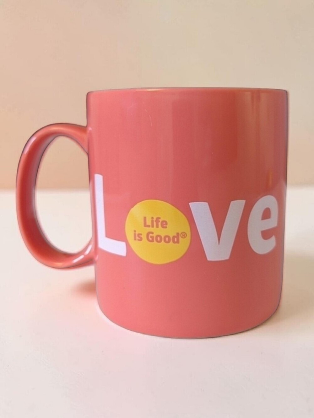 Life is Good "Do what you love. Love what you do" Bright Coral Coffee/Tea Mug